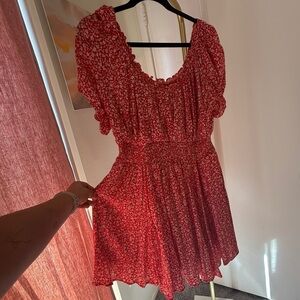 Torrid Red and White Floral Romper Dress